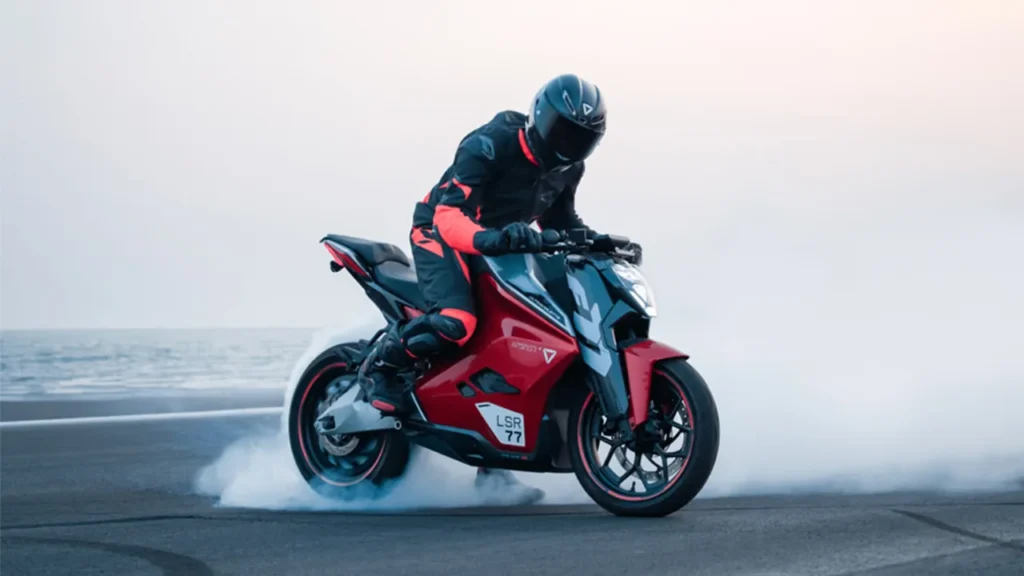 biker doing stunt on ultraviolette f77